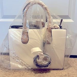 Nine West white/multi color black satchel bag